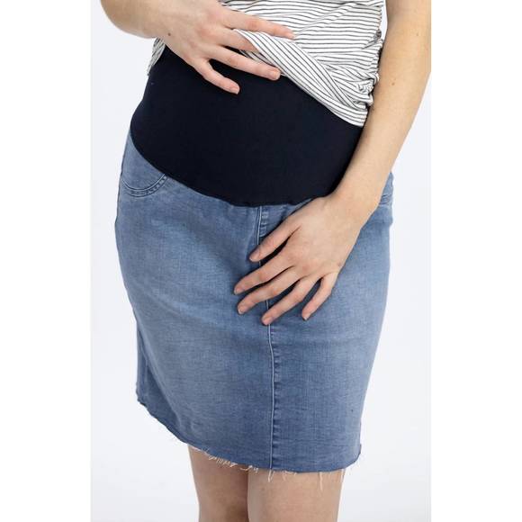 NEW ANGEL MATERNITY maternity over-the-bump skirt in denim - Picture 1 of 3